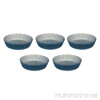 Mini Tart Pan Set - 5 pcs 4 7 inches Tartalet Molds - Teflon Nonstick Coating Form - easy to clean - Ideal for Pie Quiche Muffin Cheesecake - B077PBB8VV